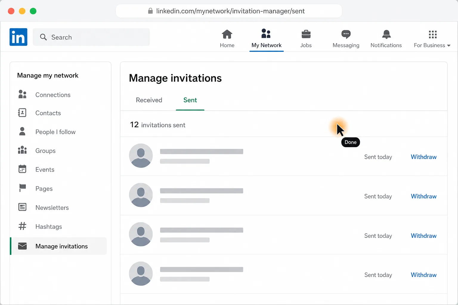 Your LinkedIn connection requests are sent