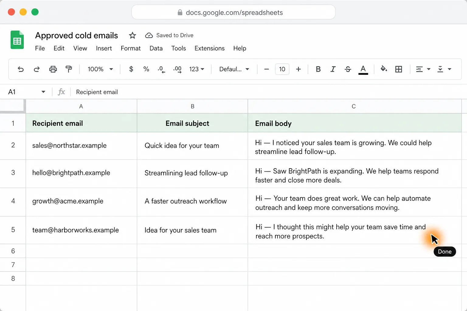 Your approved cold emails are sent